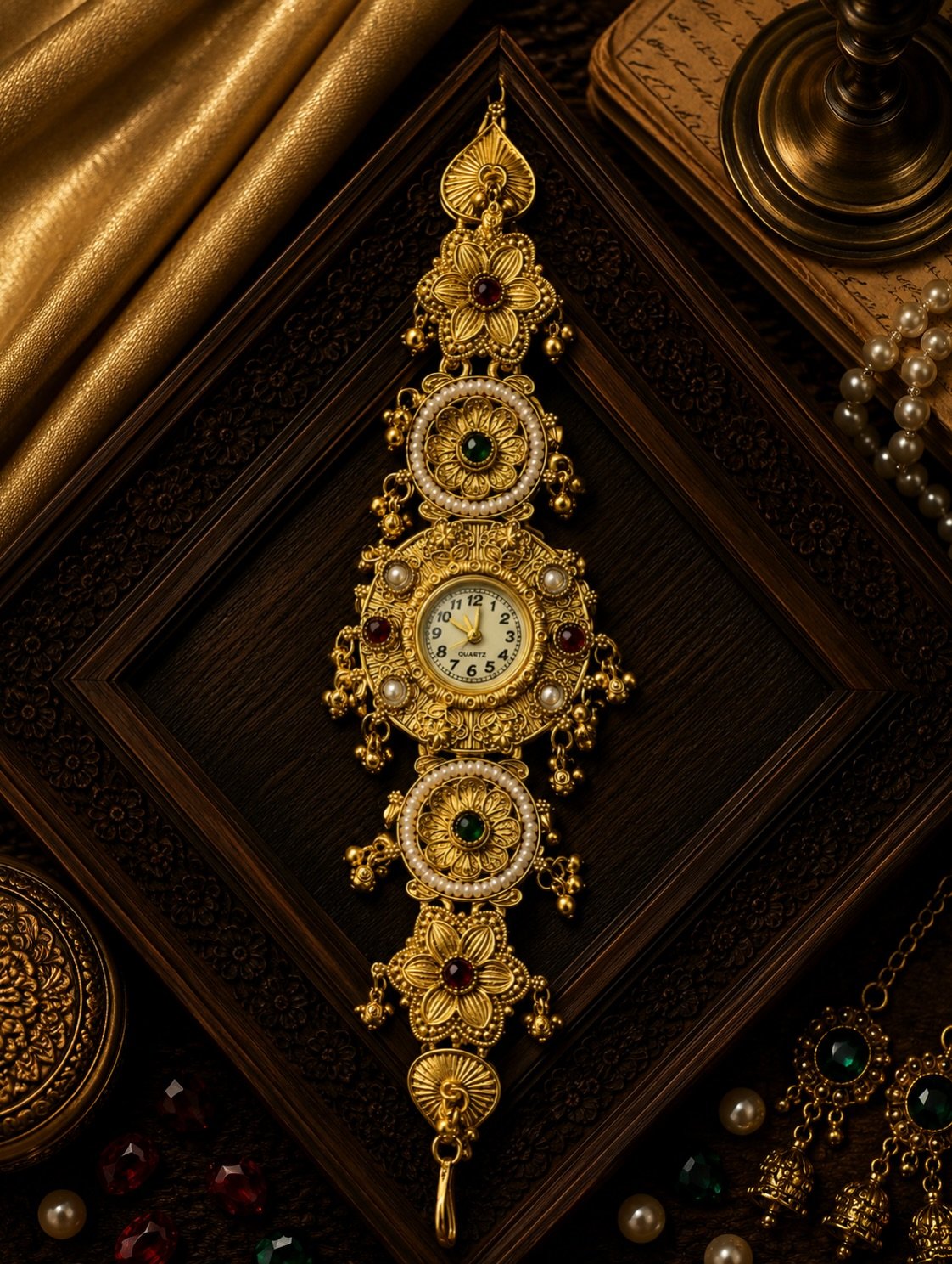 Traditional Kundan & Stone-Studded Ethnic Wrist Watch image 3