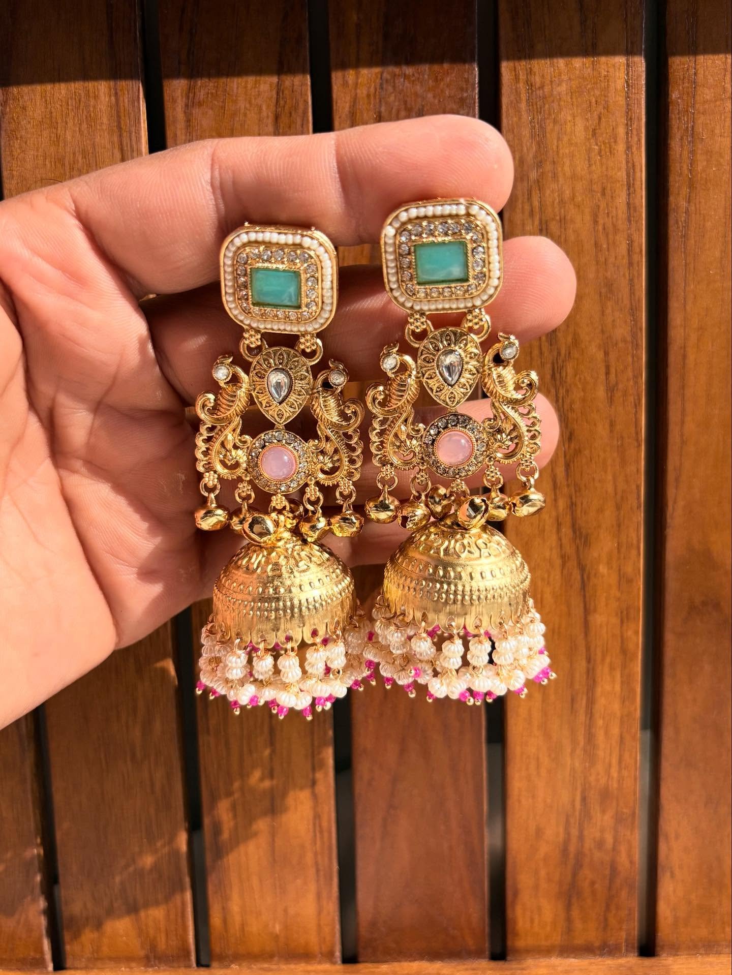 Kundan, Meenakari & Pearl Ethnic Dangle Earrings
