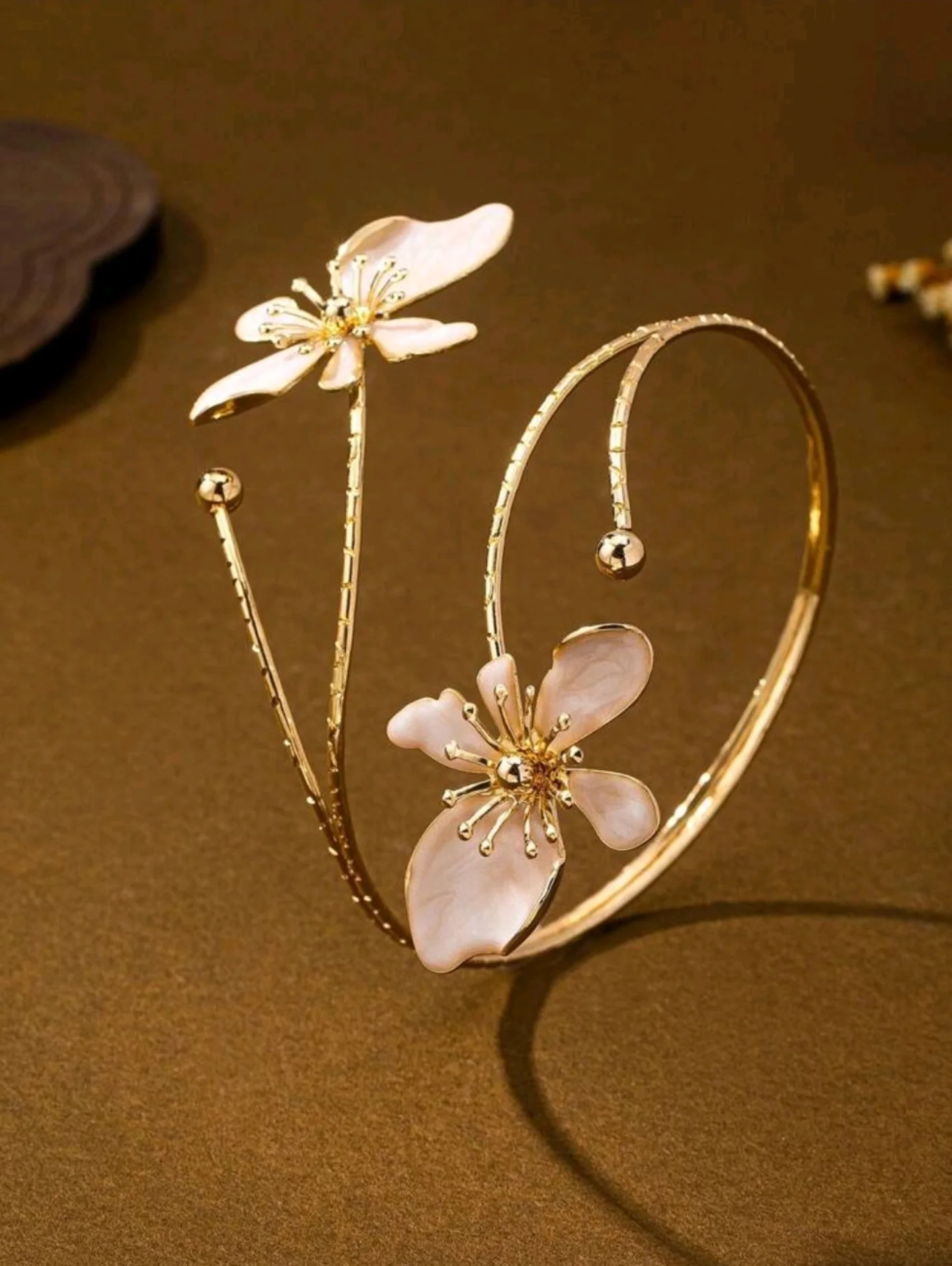 Gold Plated Floral Upper Arm Cuff Bracelet image 4